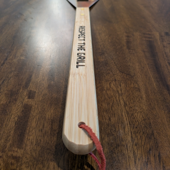 Double Sided Engraved Respect the Grill Bamboo BBQ Spatula - Picture 6 of 7
